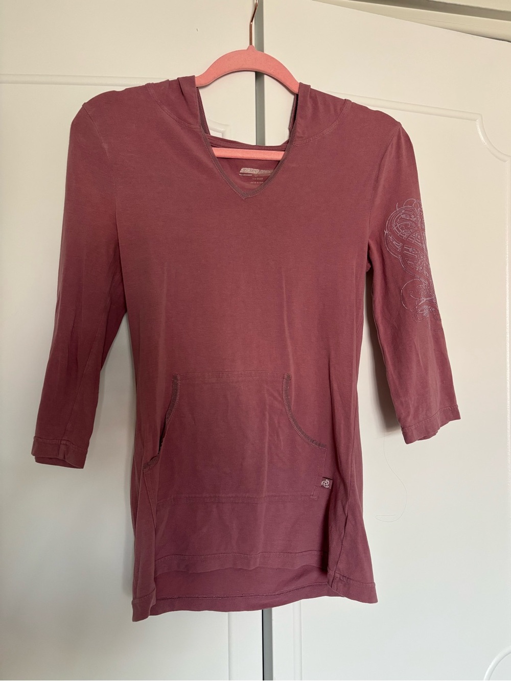 Jockey Women's Hooded 3/4 Sleeve Top in Dusty Rose